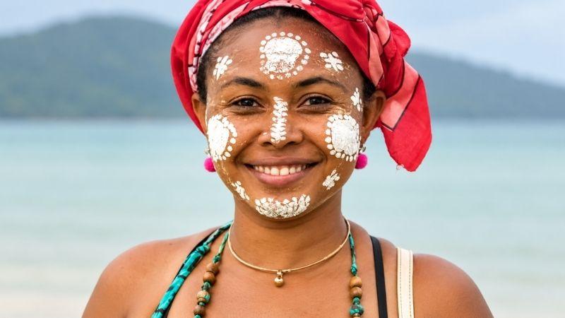Malagasy woman in traditional dress in Madagascar